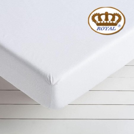  Sábana Bajera Blanca 100 Algodón Largo Especial 220 cm. y altura hasta 20 cm. 144 hilos Royal