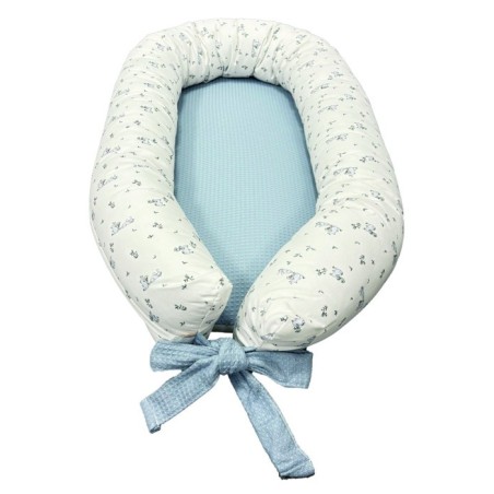 Cojín Nido Bebé Conejos Azul Denenes