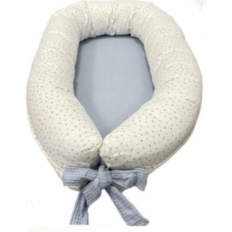 Cojín Nido Bebé Florecitas Azul Denenes