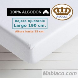 Sábana Bajera 100 Algodón Largo Especial 190 cm. y altura hasta 35 cm. 144 hilos Royal