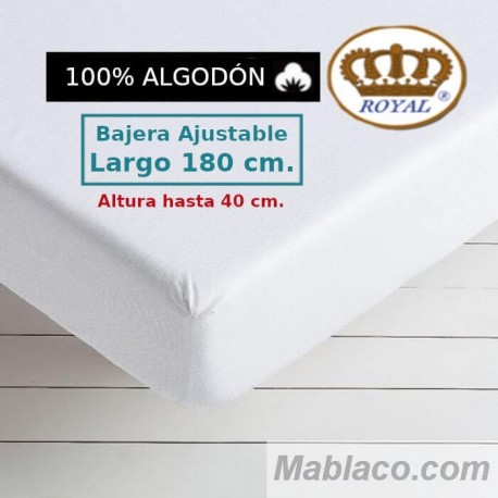 Sábana Bajera 100 Algodón Largo Especial 180 cm. y altura hasta 40 cm 144 hilos Royal