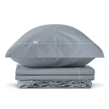 Juego de Sábanas 100% Algodón Lisa Bies Estelia Acero