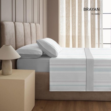 Juego de Sábanas Franela de Algodón Brayan Gris D'art
