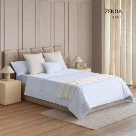 Juego de Sábanas Franela de Algodón Zenda Azul D'art
