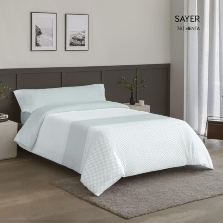 Juego Funda Nórdica Reversible Sayer Menta Anverso