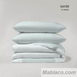 Juego Funda Nórdica Reversible Sayer Menta Anverso