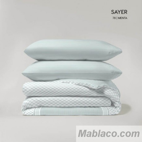 Juego Funda Nórdica Reversible Sayer Menta Anverso