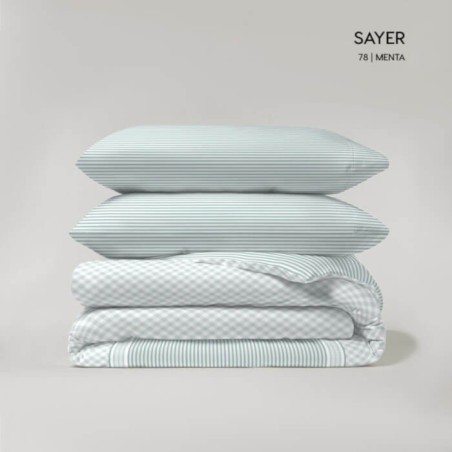 Juego Funda Nórdica Reversible Sayer Menta Anverso