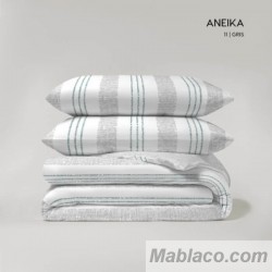 Juego Funda Nórdica Reversible Aneika Gris Anverso