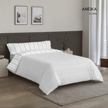 Juego Funda Nórdica Reversible Aneika Gris Reverso