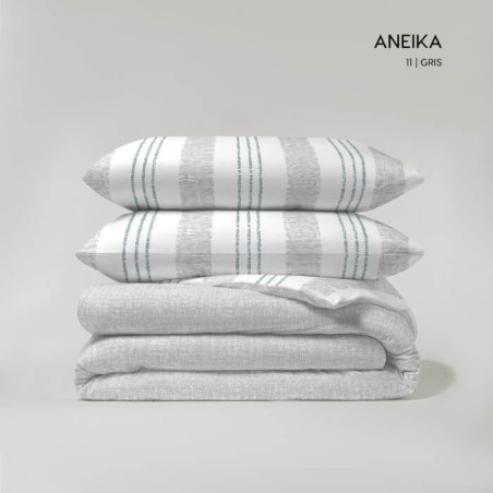 Juego Funda Nórdica Reversible Aneika Gris Reverso
