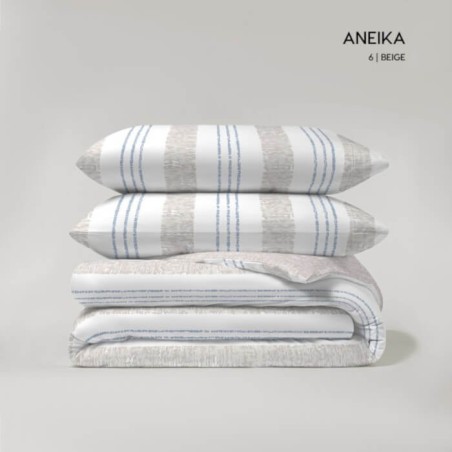 Juego Funda Nórdica Reversible Aneika Beige Anverso