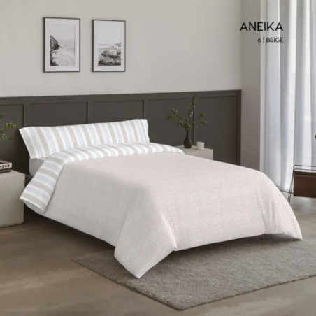 Juego Funda Nórdica Reversible Aneika Beige Reverso