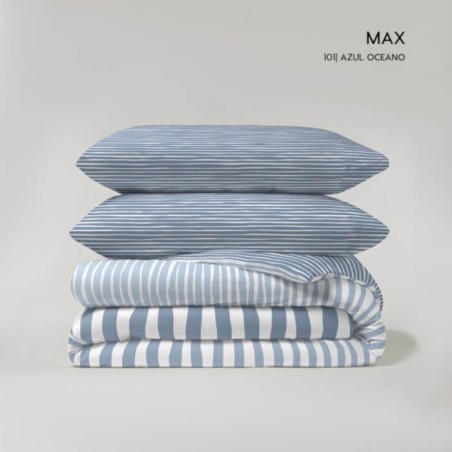 Juego Funda Nórdica Reversible Max Azul Oceano Anverso Pasata