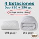 Relleno Nórdico Blanco 4 estaciones Royal 150 + 250 gr para Saco Nórdico con Cremallera 