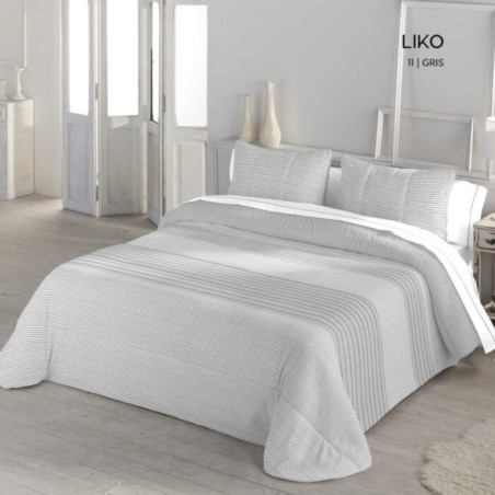 Edredón Comforter Liko Gris Sedalina reverso Borreguillo Sherpa