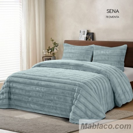 Edredón Comforter Sena Menta Sedalina reverso Borreguillo Sherpa