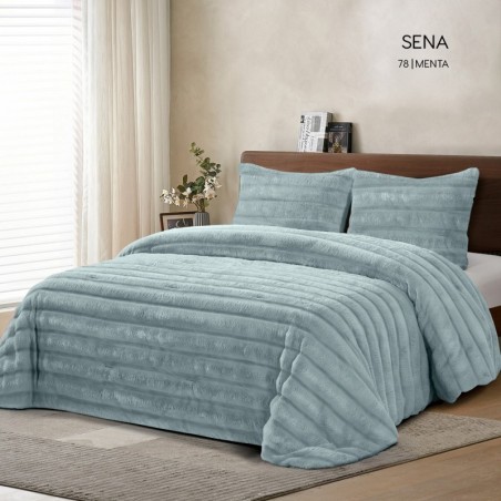 Edredón Comforter Sena Menta Sedalina reverso Borreguillo Sherpa