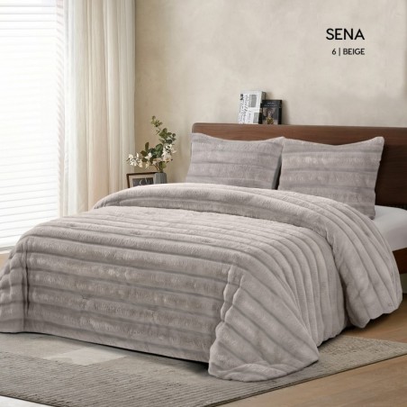 Edredón Comforter Sena Beige Sedalina reverso Borreguillo Sherpa