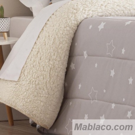 Edredón Comforter Noche Beige reverso Borreguillo Sherpa Confecciones Paula