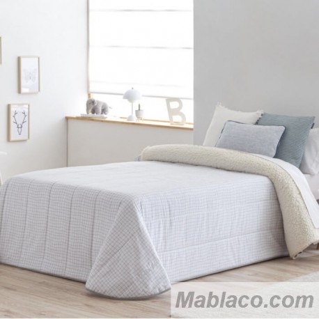Edredón Comforter Grafico Turquesa reverso Borreguillo Sherpa Confecciones Paula