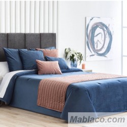Edredón Comforter Velvet Terciopelo Liso Azul Confecciones Paula