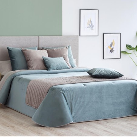 Edredón Comforter Velvet Terciopelo Liso Turquesa Confecciones Paula