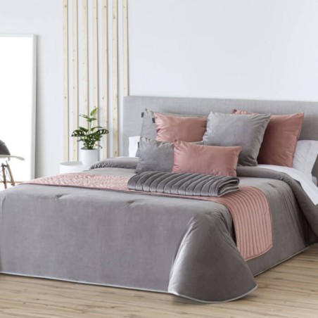 Funda Nórdica Velvet Terciopelo Liso Gris Confeciones Paula
