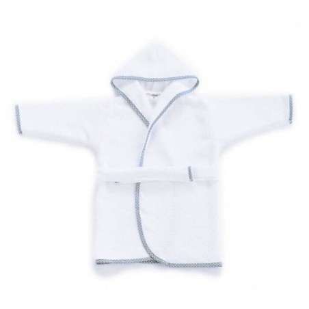 Albornoz Bebe y Niño Blanco con Ribete Gris