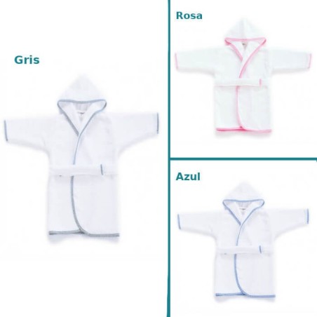 Albornoz Bebe y Niño Blanco con Ribete 3 colores