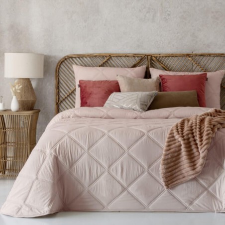 Edredón Comforter Reversible Caroline Nude Fundeco Cama 90