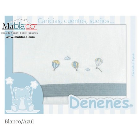 Juego Sábanas Franela Algodón Globos Azul Denenes