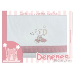 Juego Sábanas Franela Algodón Elefante Rosa Denenes