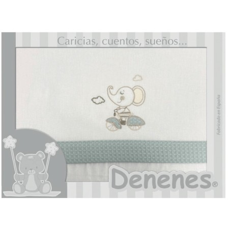 Juego Sábanas Franela Algodón Elefante Verde Denenes