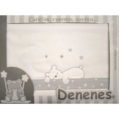 Juego Sábanas Franela Algodón Osito Durmiendo Gris Denenes