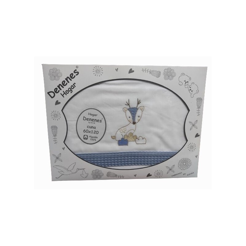 Juego Sábanas Franela Algodón Ciervo Azul Juego Sábanas Franela Algodón Ciervo Azul