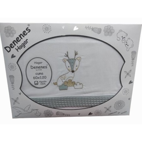 Juego Sábanas Franela Algodón Ciervo Verde