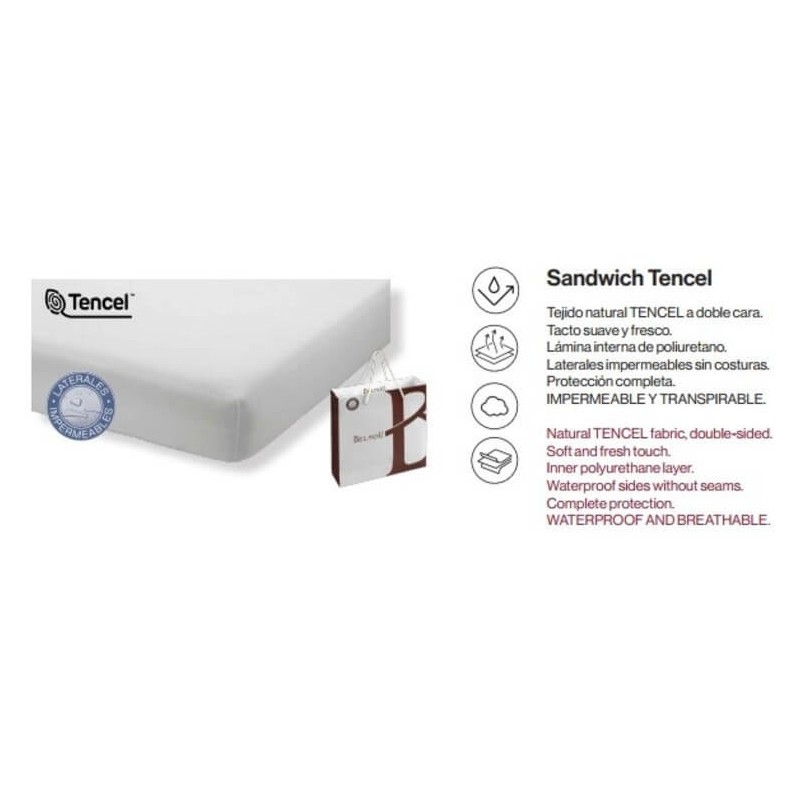 Protector Colchón Sandwich Tencel Laterales Impermeable Belnou