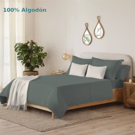 Juego de Sábanas Liso Eucalipto Serena Cotton 100% Algodón