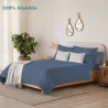 Juego de Sábanas Liso Azul Oceano Serena Cotton 100% Algodón