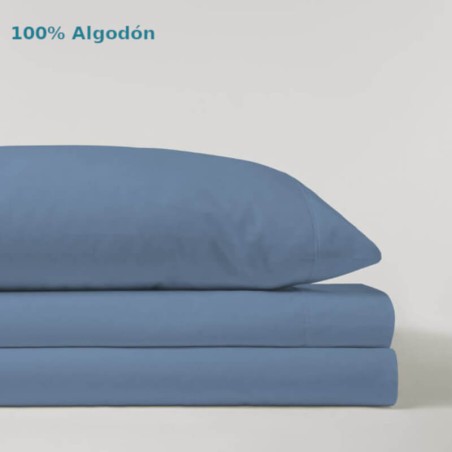 Juego de Sábanas Liso Azul Oceano Serena Cotton 100% Algodón