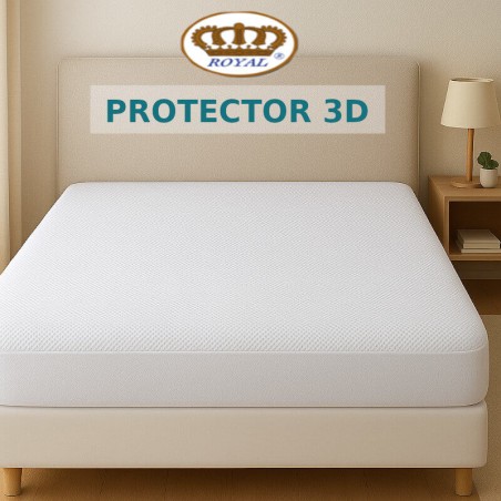  Protector Colchón 3D Royal Impermeable  Largo colchón 220 cm Alto hasta 35 cm Royal