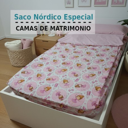 Saco Nórdico Ballet Rosa Royal Cama de Matrimonio infantil con Cremallera y Fuelle