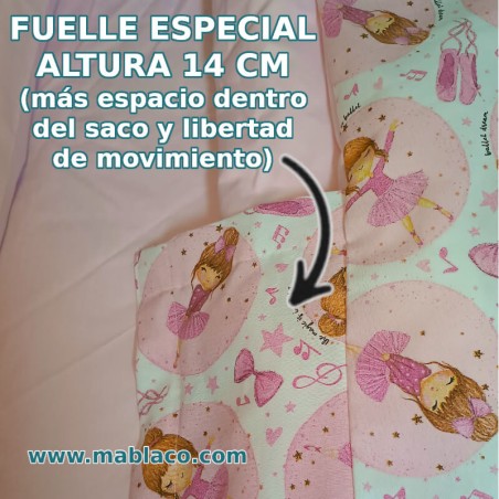 Fuelle especial alto 14 cm en Saco Nórdico Cuna Ballet Rosa, Más espacio y libertad de movimiento en el interior