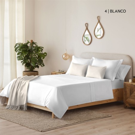 Juego de Sábanas Franela de Algodón Lisa Blanco D'art