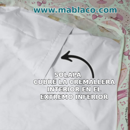 Solapa interior cubre la cremallera interior para poder colocar o quitar el relleno