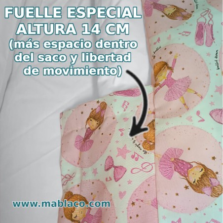 Fuelle especial alto 14 cm en Saco Nórdico Cuna Ballet Rosa, Más espacio y libertad de movimiento en el interior