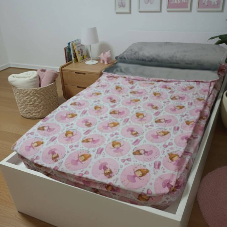 Saco Nórdico invierno Cama de Matrimonio infantil Ballet Rosa interior coralina gris Con Cremallera y Fuelle