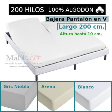 Sábana Bajera Cama Arituclada 100% Algodón 200 hilos Pantalón Forma V Largo 200 cm y altura hasta 10 cm Royal 3 colores