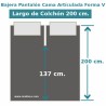 Medidas Bajera 100% Algodón 200 hilos Cama Articulada Forma V pantalón Largo 200 cm y altura hasta 10 cm Royal